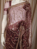 Deep Wine Floral Vine Sequins Embroidered Design Net Party Wear Saree with Designer Border