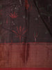 Deep Wine Floral Woven Design Pure Tussar Saree with Contrast Zari Border