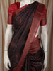 Deep Wine Floral Woven Design Pure Tussar Saree with Contrast Zari Border