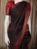 Deep Wine Floral Woven Design Pure Tussar Saree with Contrast Zari Border
