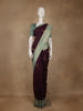 Deep Wine Floral Woven Soft Silk Saree with Sea-Green Contrast Border - Diadem