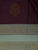 Deep Wine Floral Woven Soft Silk Saree with Sea-Green Contrast Border - Diadem