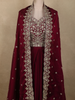 Deep Wine Floral Zari Embroidered Design Crepe Skirt Top with Dupatta