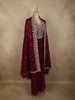 Deep Wine Floral Zari Embroidered Design Crepe Skirt Top with Dupatta