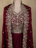 Deep Wine Floral Zari Embroidered Design Crepe Skirt Top with Dupatta