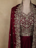 Deep Wine Floral Zari Embroidered Design Crepe Skirt Top with Dupatta