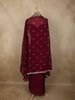 Deep Wine Floral Zari Embroidered Design Crepe Skirt Top with Dupatta