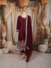Deep Wine Floral Zari Embroidered Design Georgette Anarkali Salwar Suit with Matching Dupatta