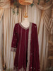 Deep Wine Floral Zari Embroidered Design Georgette Anarkali Salwar Suit with Matching Dupatta