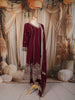 Deep Wine Floral Zari Embroidered Design Georgette Anarkali Salwar Suit with Matching Dupatta