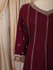 Deep Wine Floral Zari Embroidered Design Georgette Anarkali Salwar Suit with Matching Dupatta
