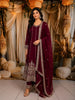 Deep Wine Floral Zari Embroidered Design Georgette Anarkali Salwar Suit with Matching Dupatta