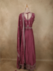 Deep Wine Floral Zari Embroidered Design Georgette Gown with Dupatta