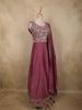 Deep Wine Floral Zari Embroidered Design Georgette Gown with Dupatta