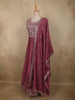 Deep Wine Floral Zari Embroidered Design Georgette Gown with Dupatta