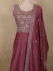 Deep Wine Floral Zari Embroidered Design Georgette Gown with Dupatta