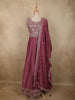 Deep Wine Floral Zari Embroidered Design Georgette Gown with Dupatta
