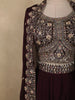 Deep Wine Floral Zari Embroidered Design Georgette Indo Western Skirt Top  with Over Coat
