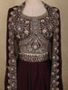 Deep Wine Floral Zari Embroidered Design Georgette Indo Western Skirt Top  with Over Coat
