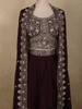 Deep Wine Floral Zari Embroidered Design Georgette Indo Western Skirt Top  with Over Coat