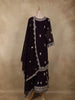 Deep Wine Floral Zari Embroidered Design Georgette Palazzo Suit with Dupatta