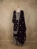 Deep Wine Floral Zari Embroidered Design Georgette Palazzo Suit with Dupatta