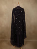 Deep Wine Floral Zari Embroidered Design Organza Indo Western Skirt Top with Over Coat