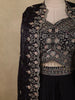 Deep Wine Floral Zari Embroidered Design Organza Indo Western Skirt Top with Over Coat