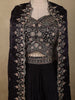 Deep Wine Floral Zari Embroidered Design Organza Indo Western Skirt Top with Over Coat