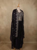 Deep Wine Floral Zari Embroidered Design Organza Indo Western Skirt Top with Over Coat