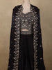 Deep Wine Floral Zari Embroidered Design Organza Indo Western Skirt Top with Over Coat