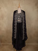 Deep Wine Floral Zari Embroidered Design Organza Indo Western Skirt Top with Over Coat