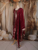 Deep Wine Floral Zari Embroidered Design Semi Silk Straight cut Salwar Suit with Dupatta