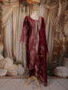 Deep Wine Floral Zari Embroidered Design Semi Silk Straight cut Salwar Suit with Dupatta