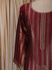 Deep Wine Floral Zari Embroidered Design Semi Silk Straight cut Salwar Suit with Dupatta