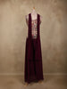 Deep Wine Floral Zari Woven Design Georgette Palazzo Suit with Dupatta