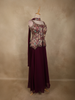 Deep Wine Floral Zari Woven Design Georgette Palazzo Suit with Dupatta