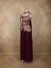 Deep Wine Floral Zari Woven Design Georgette Palazzo Suit with Dupatta