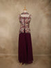 Deep Wine Floral Zari Woven Design Georgette Palazzo Suit with Dupatta