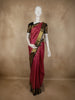 Deep Wine Floral Zari Woven Design Pure Kanchipuram Silk Saree with Contrast Zari Border