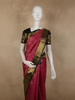 Deep Wine Floral Zari Woven Design Pure Kanchipuram Silk Saree with Contrast Zari Border