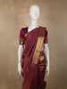 Deep Wine Floral Zari Woven Design Pure Kanchipuram Silk Saree with Zari Border