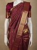 Deep Wine Floral Zari Woven Design Pure Kanchipuram Silk Saree with Zari Border