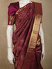 Deep Wine Floral Zari Woven Design Pure Kanchipuram Silk Saree with Zari Border