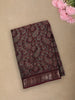 Deep Wine Floral and Paisley Printed Design Mixed Cotton Saree with Zari Woven Border