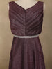 Deep Wine Glitter Embellished Design Net Party Wear Gown with Waist Belt
