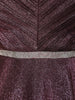 Deep Wine Glitter Embellished Design Net Party Wear Gown with Waist Belt