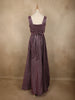 Deep Wine Glitter Embellished Design Net Party Wear Gown with Waist Belt