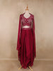Deep Wine Heave Sequins and Beads Embroidered Design Georgette Skirt Top