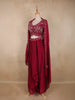 Deep Wine Heave Sequins and Beads Embroidered Design Georgette Skirt Top